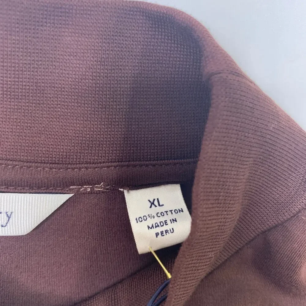 Turnbury Shirt Mens XL Extra Large Brown Pima Cotton Knit Mock Neck Long Sleeve